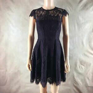 BB DAKOTA Dark Plum Lace Fit and Flare Mini Dress Size 0